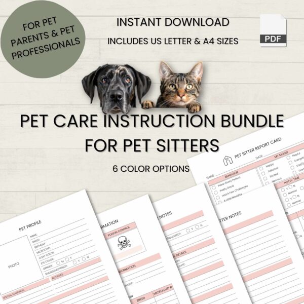 Pet Care Instruction Bundle for Pet Sitters